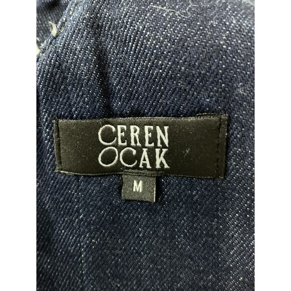 Ceren Ocak Blue Crop Corset Denim Frayed Trim Top Size M - Picture 4 of 5